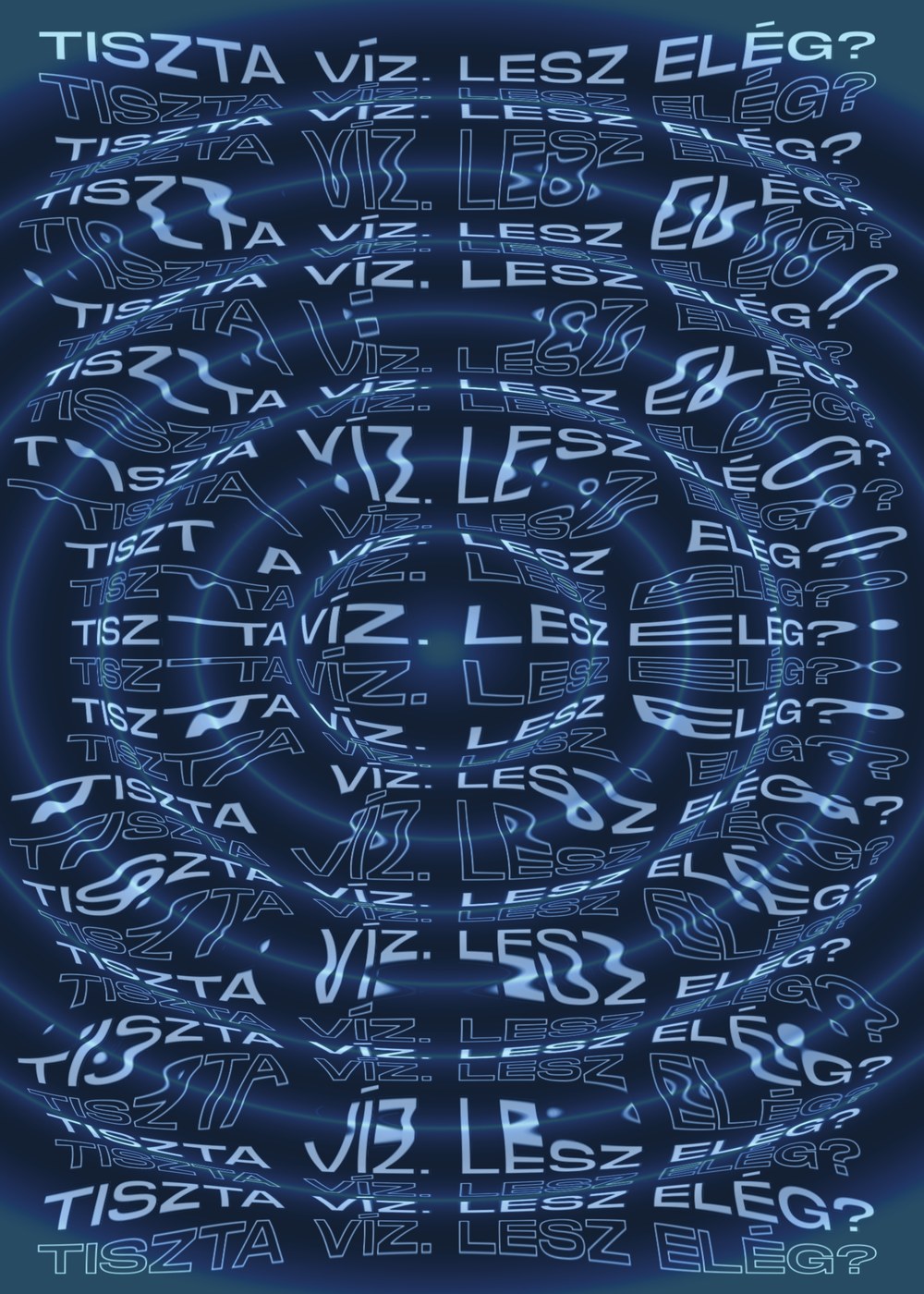 Clean Water typographic environmental awareness poster by Anikó Lukácsovics